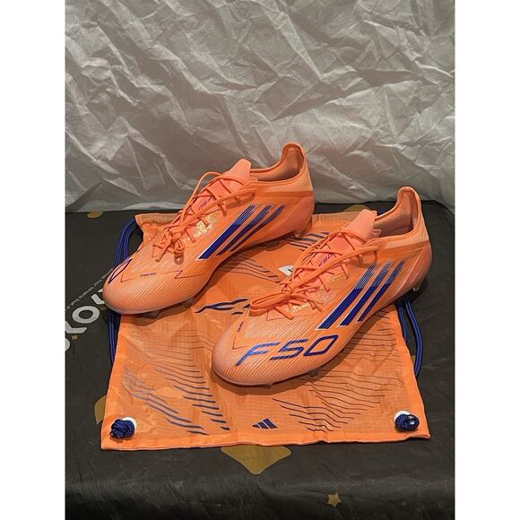 New Men’s 13 Adidas F50 Elite FG Beam Orange Lucid Blue Soccer Cleats JH7618 main image 4